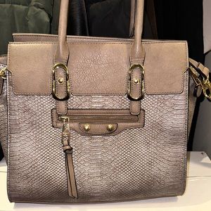 Snake Skin Leather Bag in Gray (spacious) additional long strap